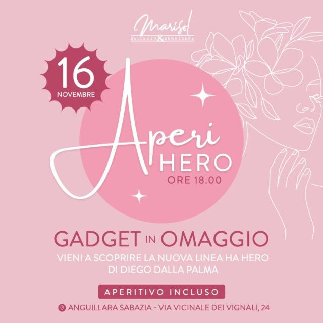 AperiHero ✨

Unisciti a noi  per una serata all’insegna della bellezza e del benessere! 💅🏻

 Scopri i benefici dei nuovi prodotti della linea Ha Hero di Diego Dalla Palma.

 Dimostrazione live del trattamento e presentazione dei prodotti.

A seguire, brindiamo insieme con un aperitivo, riceverai gadget esclusivi e potrai prenotare il trattamento con uno sconto speciale! 🥂

i posti sono limitati, prenota ora 👇🏻

📲  3421297139